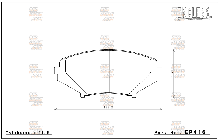 Endless Brake Pads Type MX72 Plus Full Set - RX-8 SE3P - RHDJapan